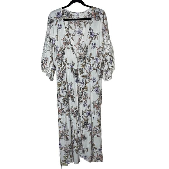L.I.F.E Life Is For Eternity Floral Beach Cover Up Full Length Duster Size Large - Picture 4 of 13